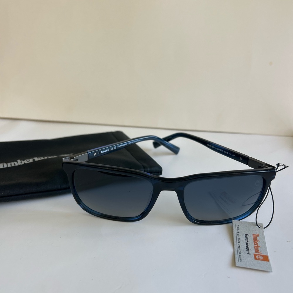 Timberland Polarized Sunglasses Blue Frame Rectangular 56-18-140
